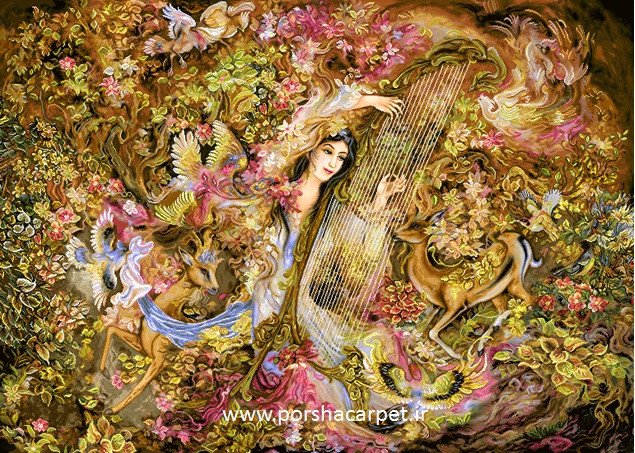 نخ ونقشه تابلوفرش طرح مینیاتوری کد2888