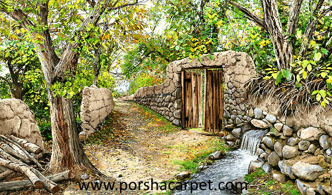 نخ ونقشه تابلوفرش طرح منظره کد5