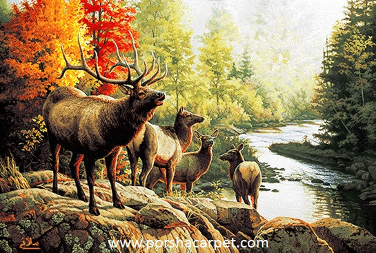 نخ ونقشه تابلوفرش طرح حیوانات کد2570