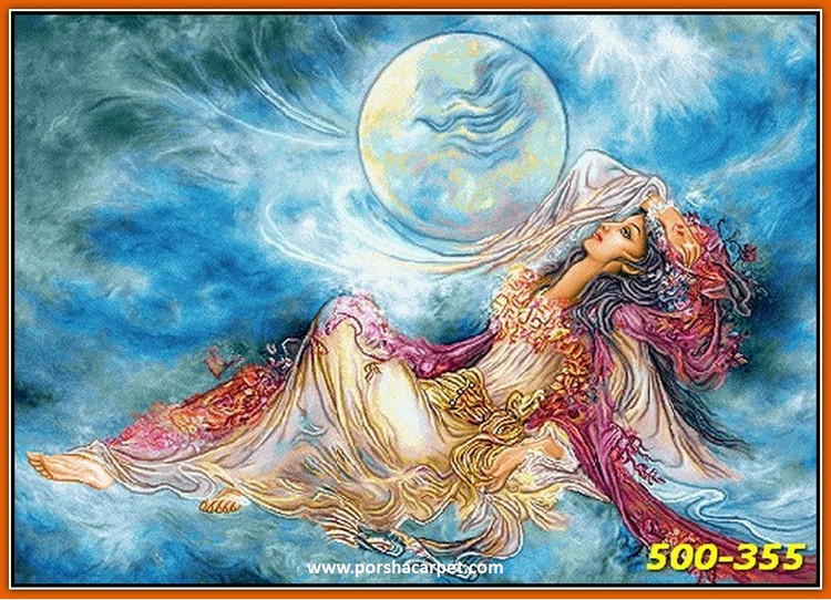 نخ ونقشه تابلوفرش طرح مینیاتوری کد387