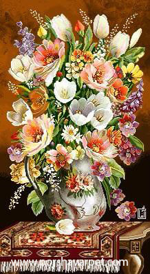 نخ ونقشه تابلوفرش طرح گل وگلدان کد09145200