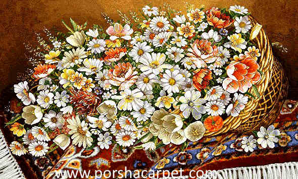 نخ ونقشه تابلوفرش طرح گل وگلدان کد1168