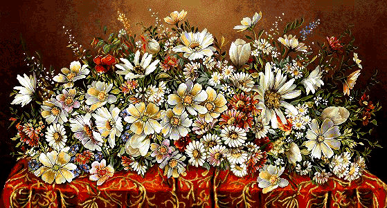 نخ ونقشه تابلوفرش طرح گل وگلدان کد1170