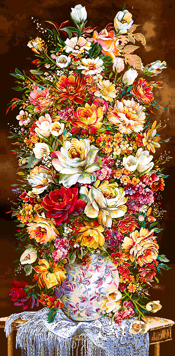 نخ ونقشه طرح گل و گلدان کد(4)