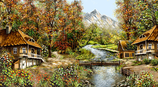 نخ ونقشه تابلوفرش طرح منظره کد20000 copy