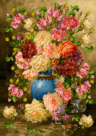 نخ ونقشه تابلوفرش طرح گل وگلدان کد654 (7)