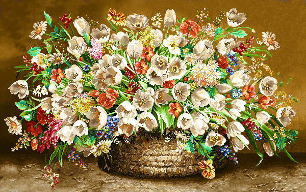 نخ ونقشه تابلوفرش طرح گل وگلدان کد4230403
