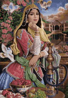 نخ ونقشه تابلوفرش طرح مینیاتوری کد1 (125)