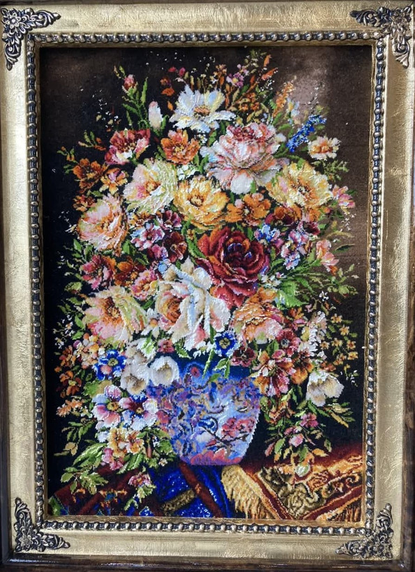 تابلوفرش دستباف گل گلدان کد2387