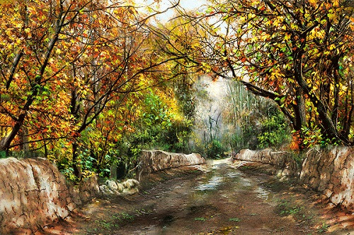 نخ ونقشه تابلوفرش طرح منظره کد1 (115)