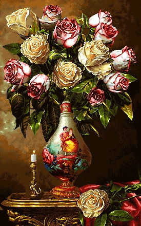 نخ ونقشه تابلوفرش طرح گل وگلدان کد11