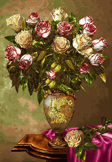 نخ ونقشه تابلوفرش طرح گل وگلدان کد81