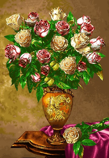 نخ ونقشه تابلوفرش طرح گل وگلدان کد81