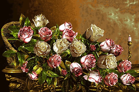 نخ ونقشه تابلوفرش طرح گل وگلدان کد90